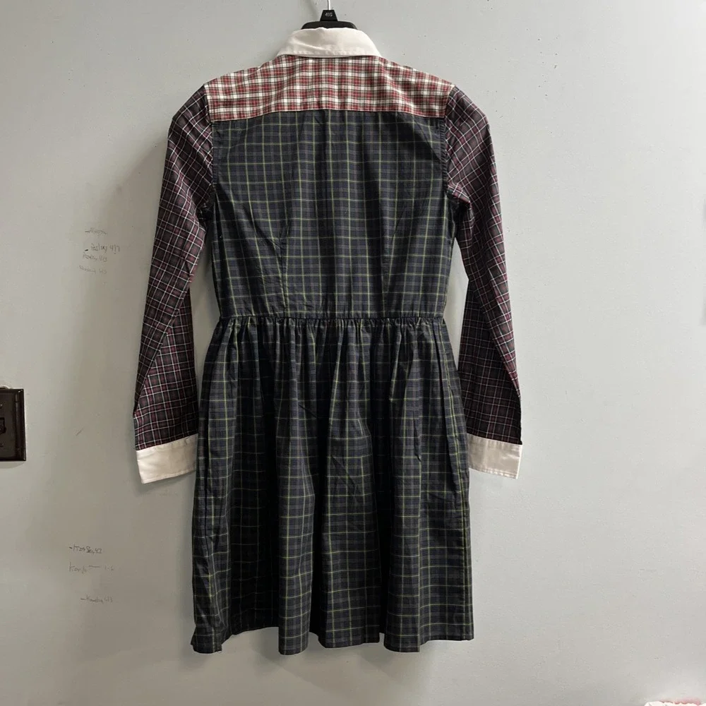 Polo Ralph Lauren Mixed Plaid Button Down Shirt Dress Size 16 Fit‎ Flare Preppy
